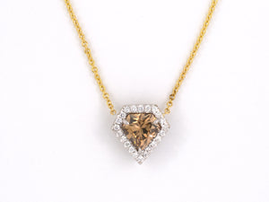 45482 - Gold Diamond GIA Fancy Yellow Brown Kite Pendant Necklace