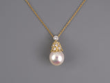 45485 - Gold Pearl Diamond Pendant Necklace