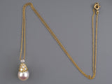 45485 - Gold Pearl Diamond Pendant Necklace