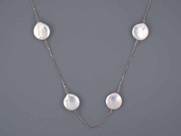 45486 - Gold Pearl Cable Chain Necklace