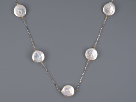45487 - Gold Pearl Cable Chain Necklace