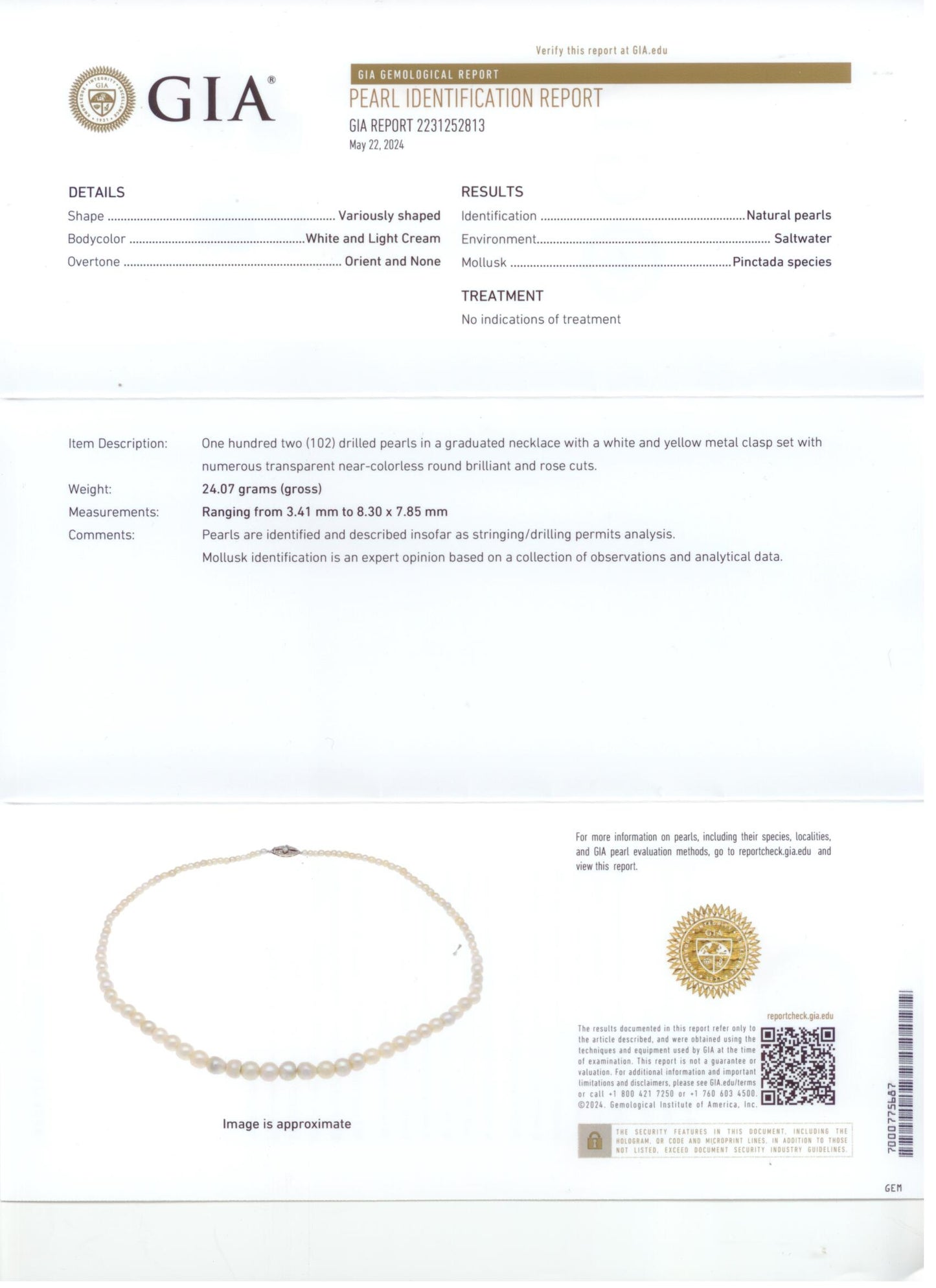 45496 - Victorian Circa 1850 Platinum Silver Gold Diamond GIA Natural Pearl Pendant Necklace
