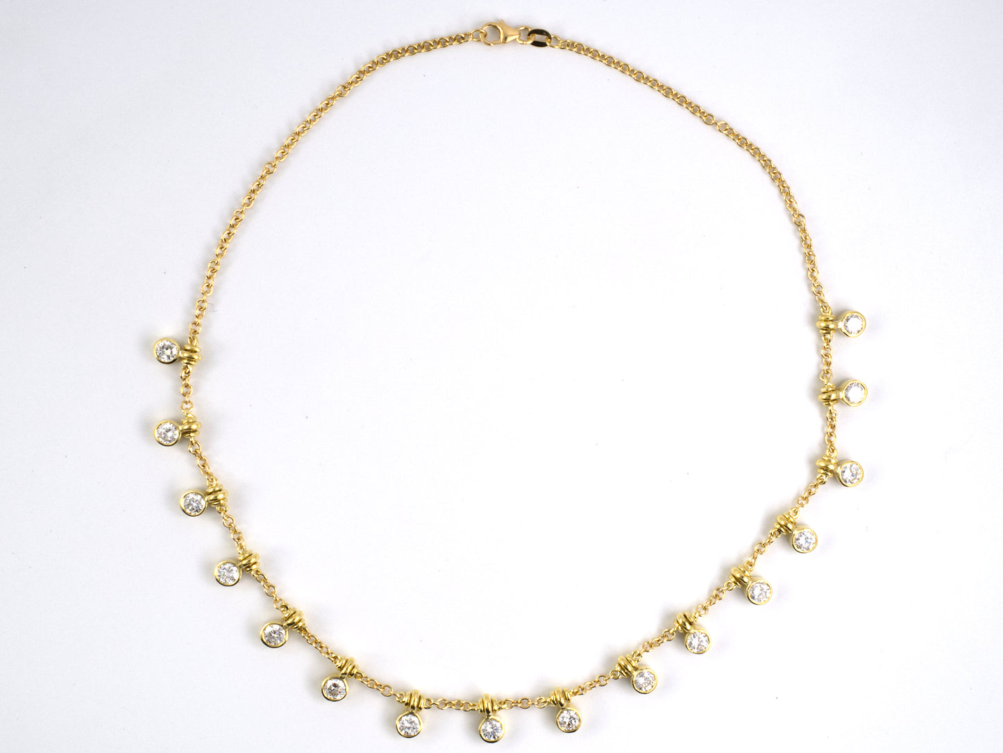 45498 - SOLD - Gold Diamond Italy Drop Festoon Necklace