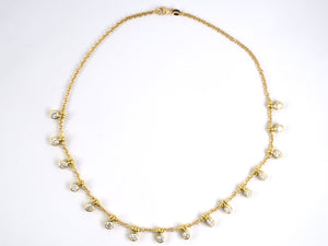 45498 - Gold Diamond Italy Drop Festoon Necklace