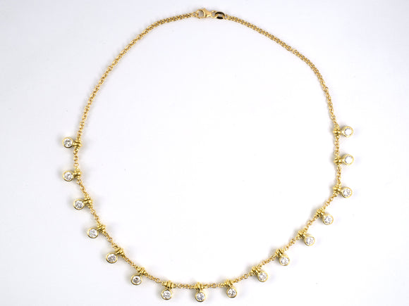 45498 - Gold Diamond Italy Drop Festoon Necklace