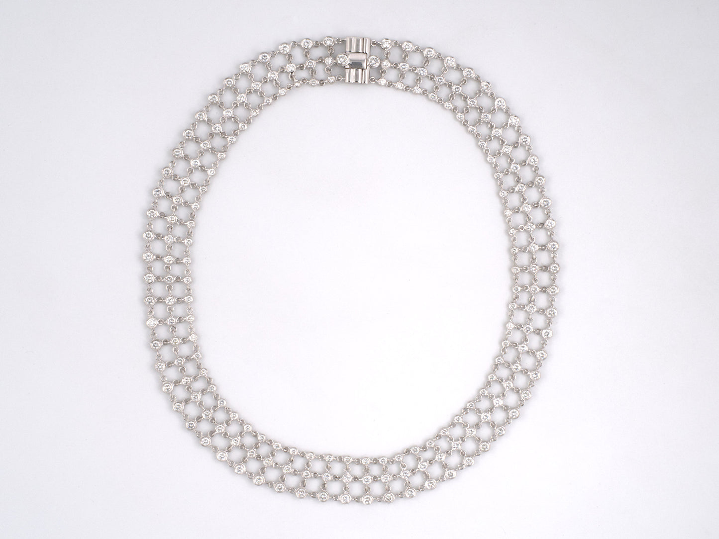 45499 - Gold Diamond Italy Lattice Choker Necklace