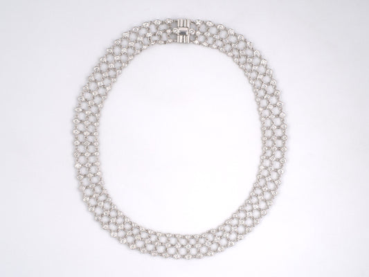 45499 - Gold Diamond Italy Lattice Choker Necklace