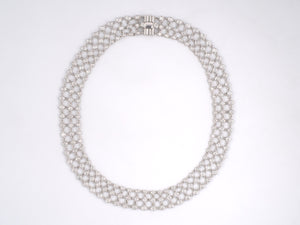 45499 - Gold Diamond Italy Lattice Choker Necklace