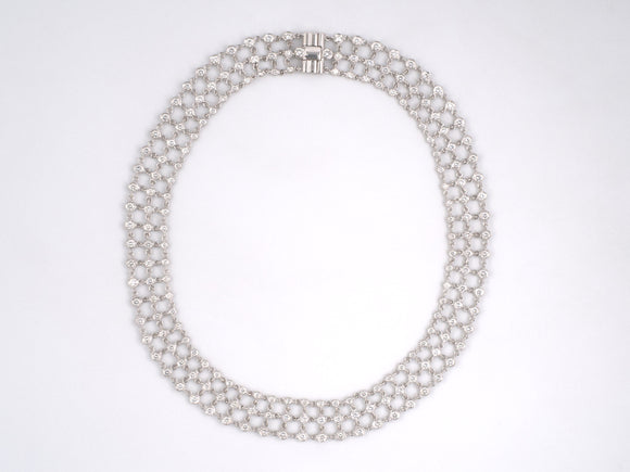 45499 - Gold Diamond Italy Lattice Choker Necklace