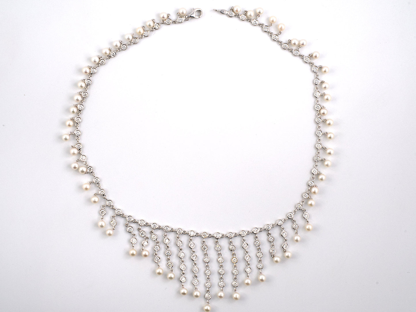 45502 - Gold Diamond Italy Pearl Necklace