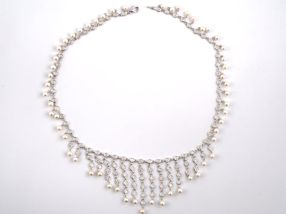 45502 - Gold Diamond Italy Pearl Necklace