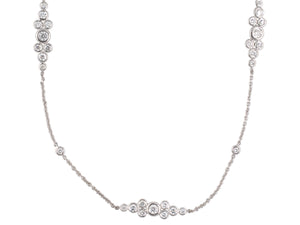 45505 - Gold Diamond By The Yard Italy Bezel Set Cluster Necklace