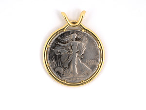 45506 - Gold "Bondanza" Silver US 1/2 Dollar Pendant Necklace