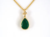 45512 - Gold Emerald Diamond Pendant Necklace