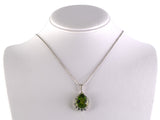 45513 - Platinum Gold Peridot Diamond Pear Shape Pendant Necklace