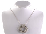 45514 - Circa 1950 Gold Diamond Floral Leaf Bow Pendant Necklace