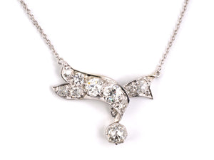 45515 - Gold Diamond Ribbon Bow Circa 1950's Necklace