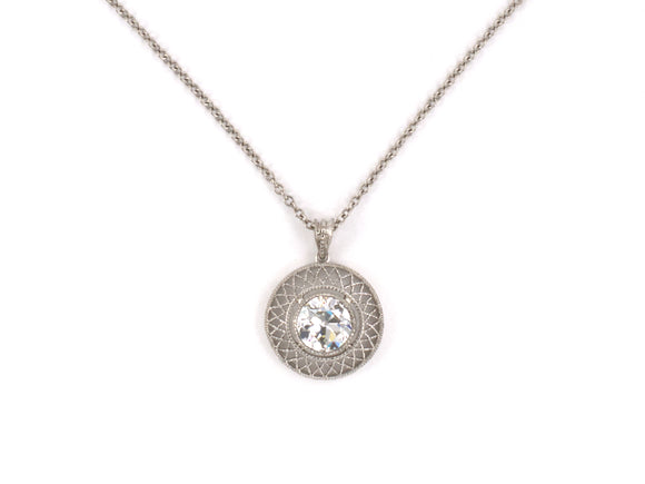 45517 - Platinum Diamond Filigree Pendant Necklace