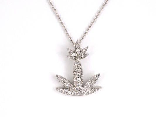 45518 - Gold Diamond Leaf Drop Pendant Necklace