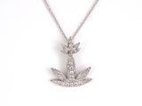 45518 - White Gold Diamond Leaf Drop Pendant Necklace