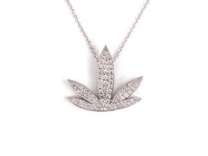 45519 - Gold Diamond Leaf Pendant Necklace