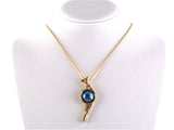 45521 - DrakeGold Diamond New Zealand Blue Mabe Pearl  Pendant Necklace