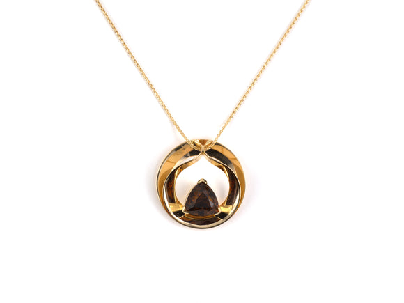 45524 - Gold Orange Brown Garnet Zava Pendant Necklace