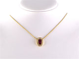 45525 - Gold Pink Tourmaline Diamond Oval Pendant Necklace