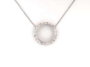 45530 - White Gold Diamond Circle Pendant Necklace