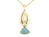 45538 - Gold Diamond Triangular Opal Tapered Swirl Pendant Necklace