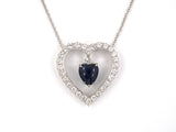 45539 - Circa 1950s Platinum Diamond Sapphire Heart Pendant Necklace