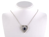 45539 - Circa 1950s Platinum Diamond Sapphire Heart Pendant Necklace