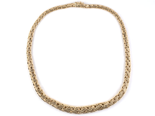 45545 - SOLD - Circa 1950s Tiffany Gold Hollow Woven Wire Necklace