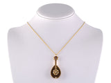 45546 - Victorian Gold Diamond Pearl Enamel Mandolin Pendant Necklace