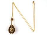 45546 - Victorian Gold Diamond Pearl Enamel Mandolin Pendant Necklace