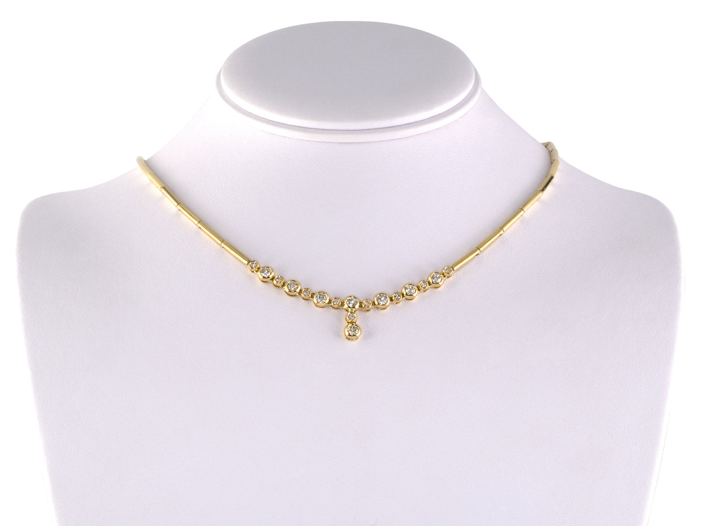 45547 - Gold Diamond Bar Link Drop Center Necklace