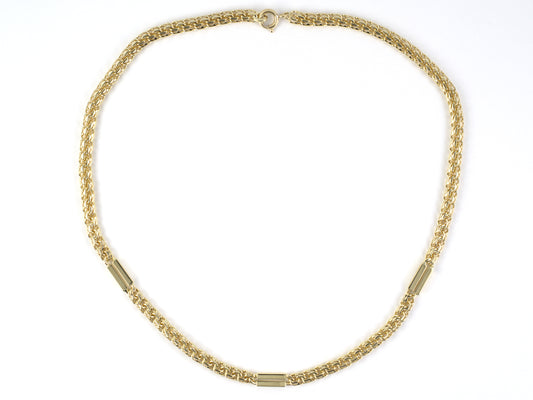 45548 - SOLD - Gold Double Curb Link w/ Bar Link Necklace