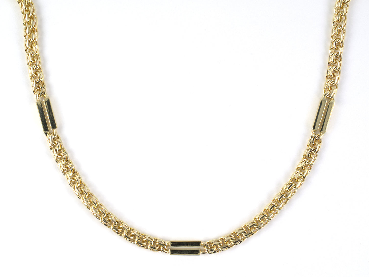45548 - SOLD - Gold Double Curb Link w/ Bar Link Necklace