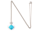 45552 - Platinum Sugarloaf Turquoise Diamond Pendant Necklace