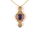 45555 - Victorian Gold Amethyst Pearl Hollow Pendant Necklace