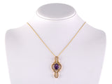 45555 - Victorian Gold Amethyst Pearl Hollow Pendant Necklace