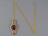 45555 - Victorian Gold Amethyst Pearl Hollow Pendant Necklace