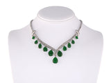 45556 - Platinum Diamond Jadeite Tapered "V" Festoon Necklace