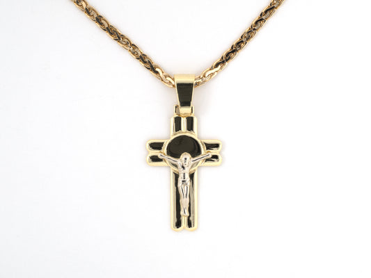 45563 - SOLD - Italian Gold Crucifix Cross Pendant Necklace
