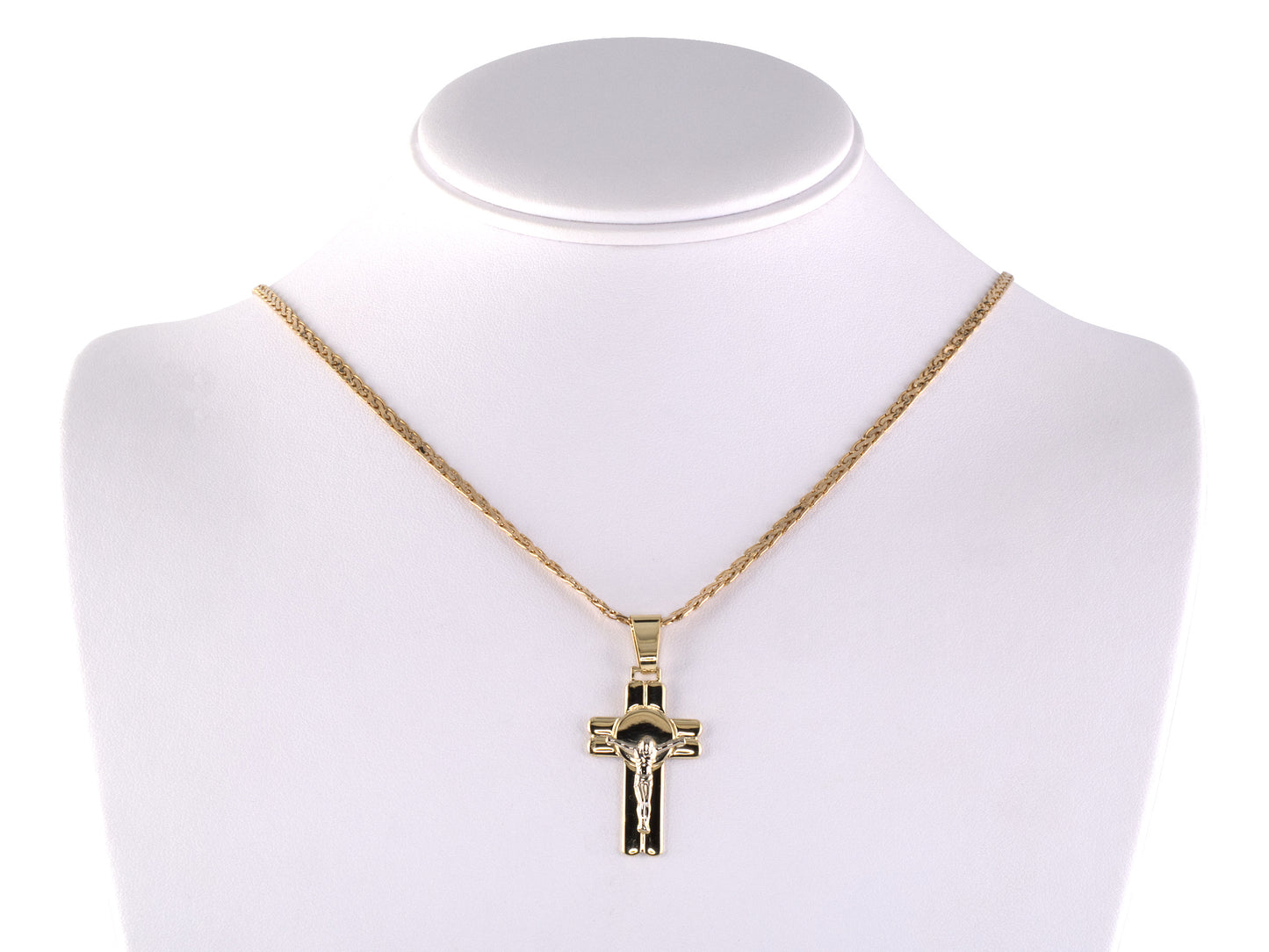 45563 - SOLD - Italian Gold Crucifix Cross Pendant Necklace