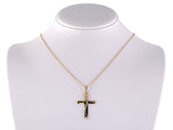 45564 - Gold Carved Curved Cross Pendant Necklace