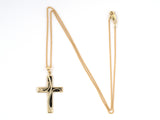 45564 - Gold Carved Curved Cross Pendant Necklace