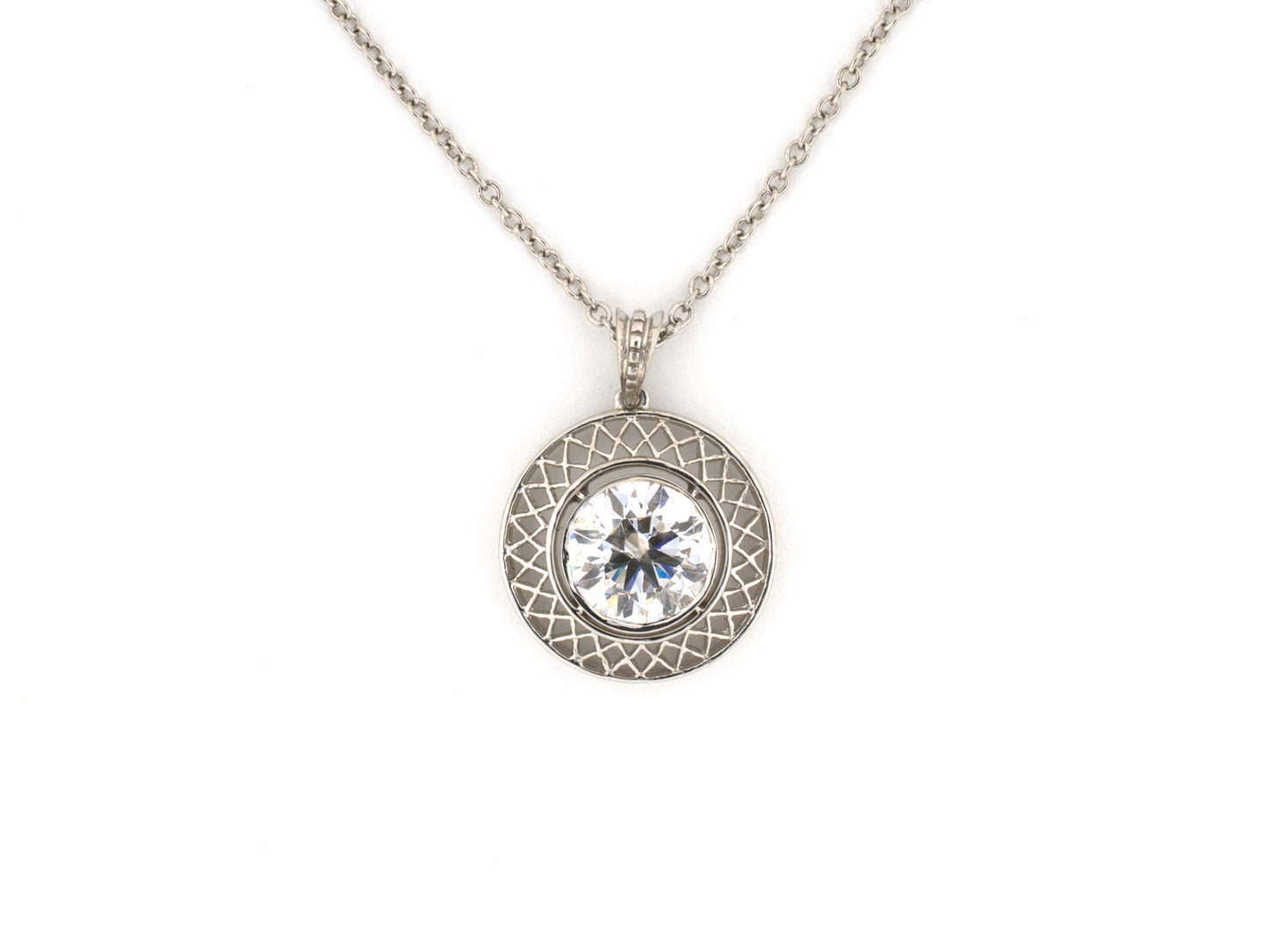 45565 - Platinum Diamond Filigree Pendant Necklace