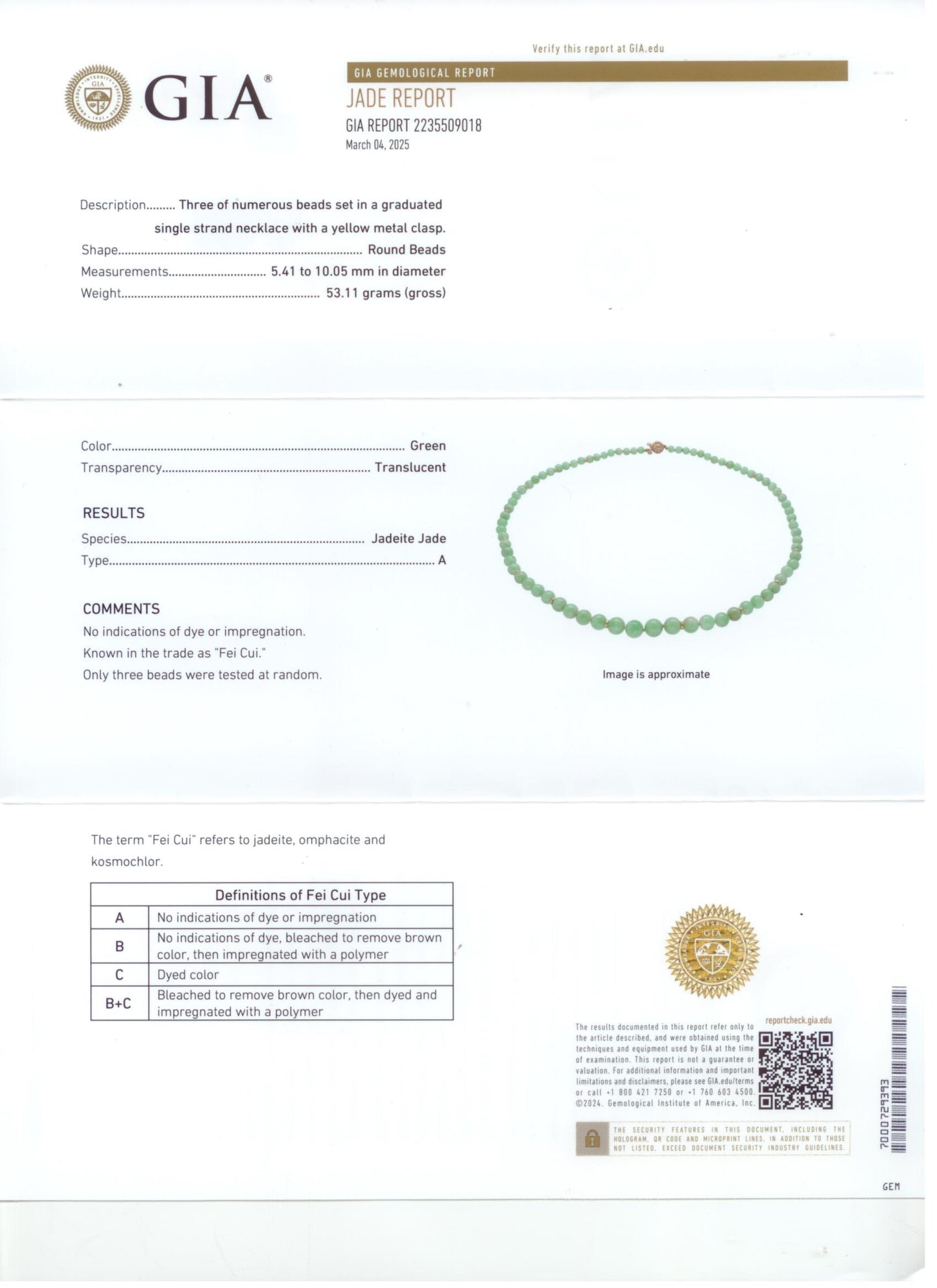 45569 - Gold Diamond GIA Jadeite Gourd Pendant Sabi Finish Rondel Graduated Bead Necklace