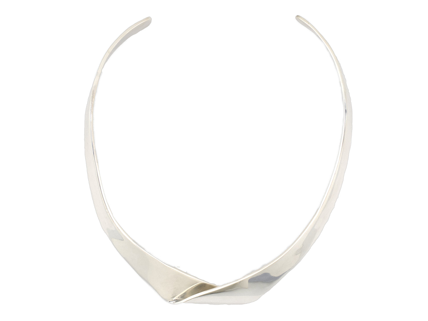 45578 - Alicia Sterling Silver Folded Over Ribbon Mexico Collar Necklace